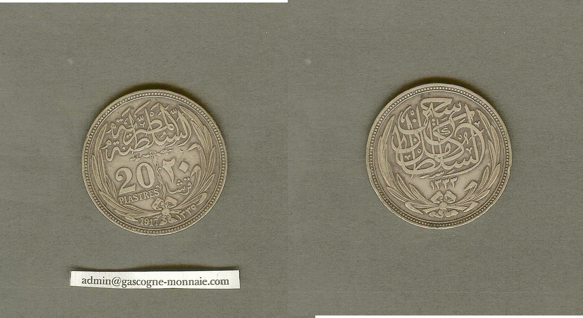 Egypt 20 piastres 1917 aEF